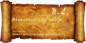 Miatovics Lázár névjegykártya